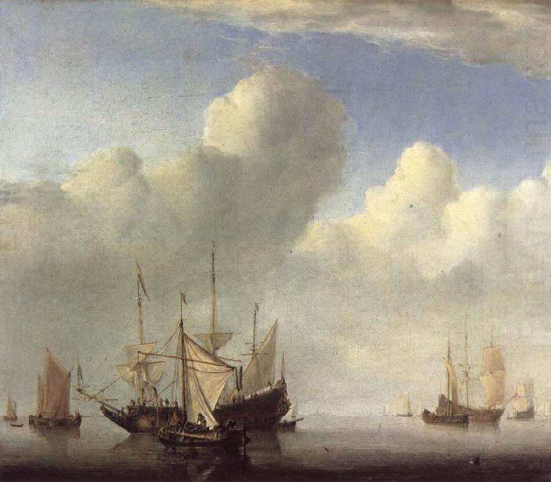 VELDE, Willem van de, the Younger A Dutch Ship Coming to Anchor and Another Under Sail china oil painting image